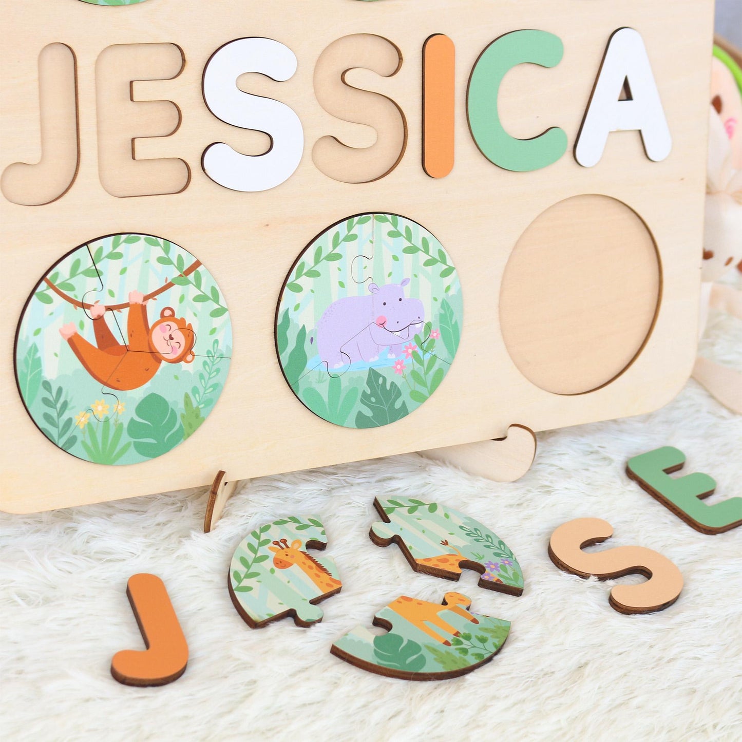 Personalized Name Puzzle: Montessori Toy, Nursery Decor