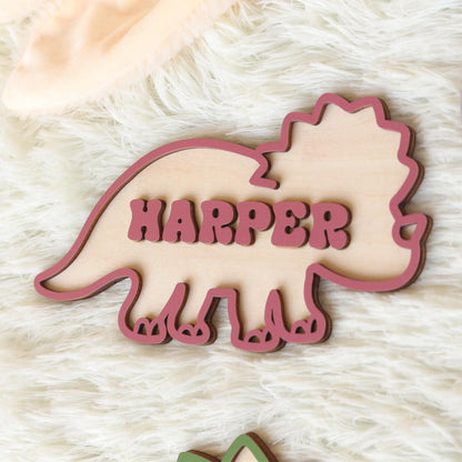 Dinosaur Door Sign - Personalised Wooden Letters - Baby Boy Name Sign - Boy Nursery Decor - Dinosaur Wood Sign Wall Art - Baby Shower Gift