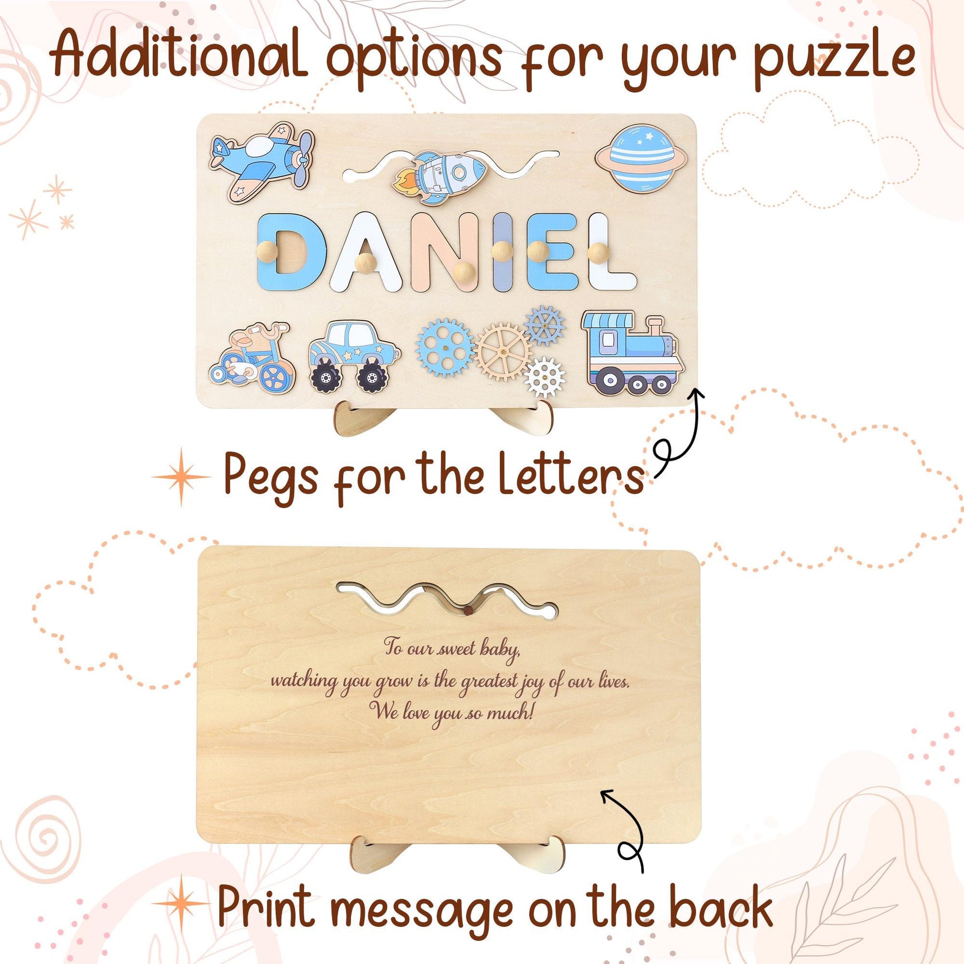 Personalized Montessori Busy Board: Sensory Puzzle Toy, First Birthday Gift