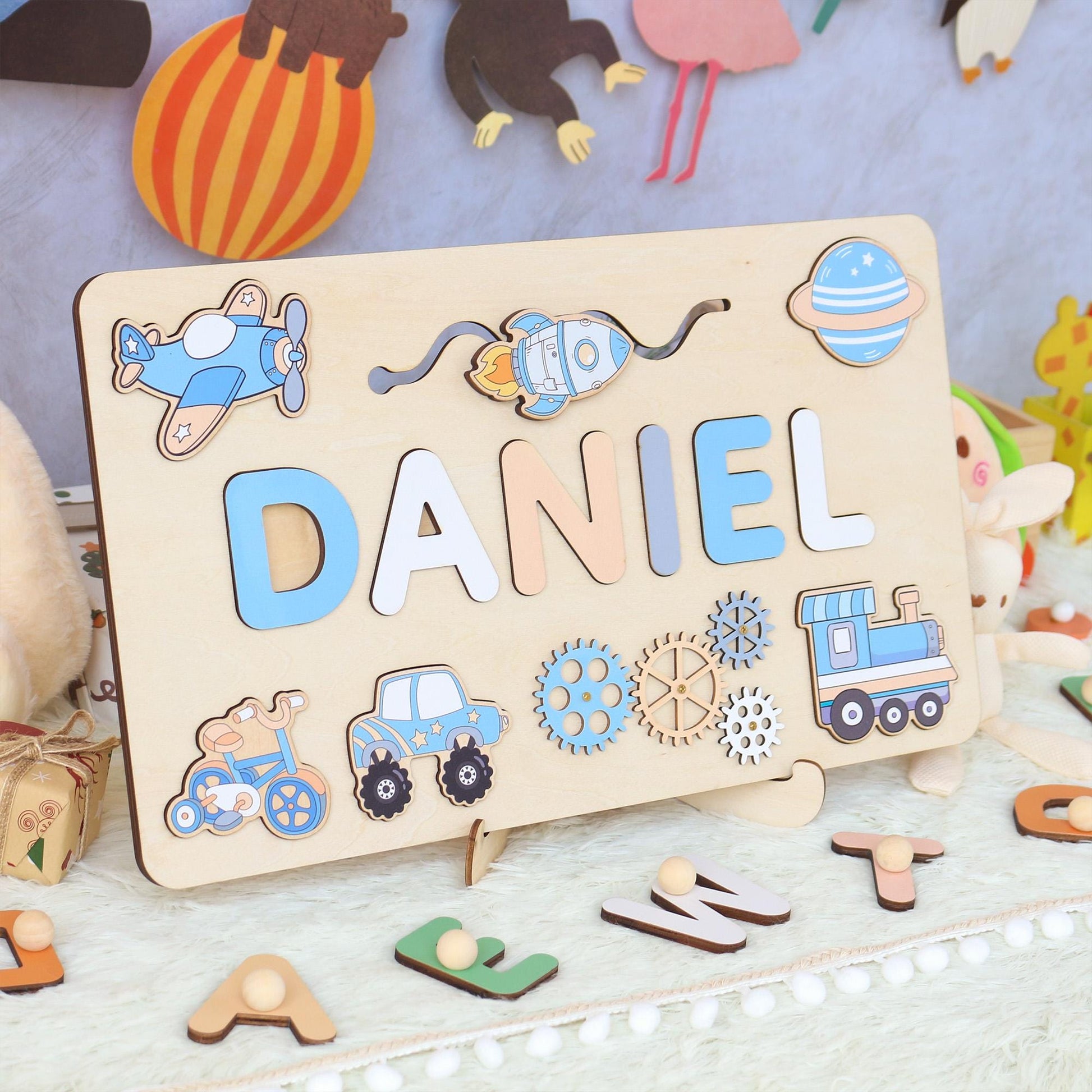 Personalized Montessori Busy Board: Sensory Puzzle Toy, First Birthday Gift