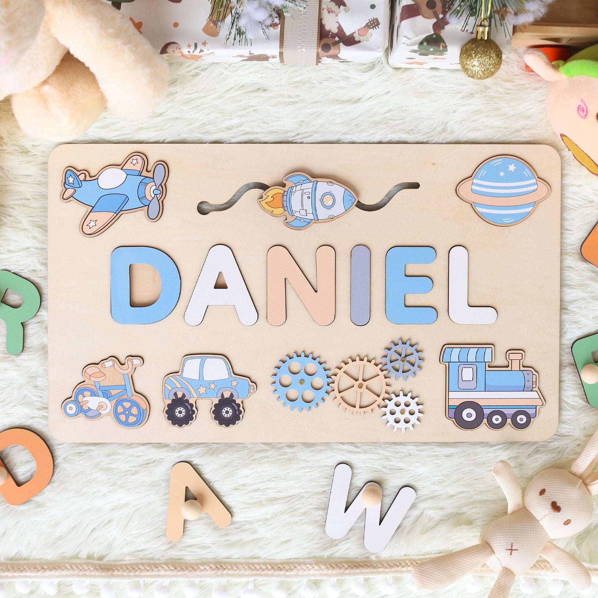 Personalized Montessori Busy Board: Sensory Puzzle Toy, First Birthday Gift