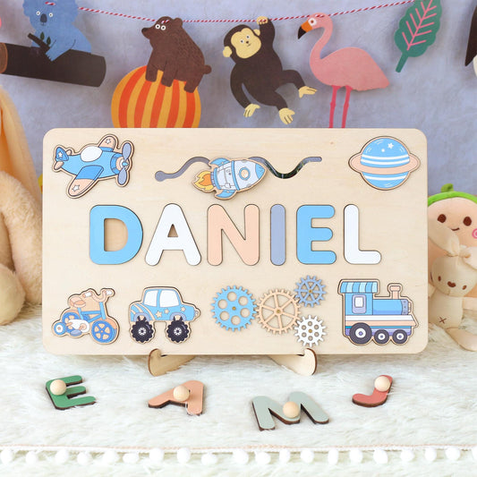 Personalized Montessori Busy Board: Sensory Puzzle Toy, First Birthday Gift