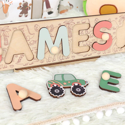 Personalized Name Puzzle Boy | First Christmas Gifts For Toddlers | 1st Birthday Gifts | Montessori Toys | Baby Shower Gifts