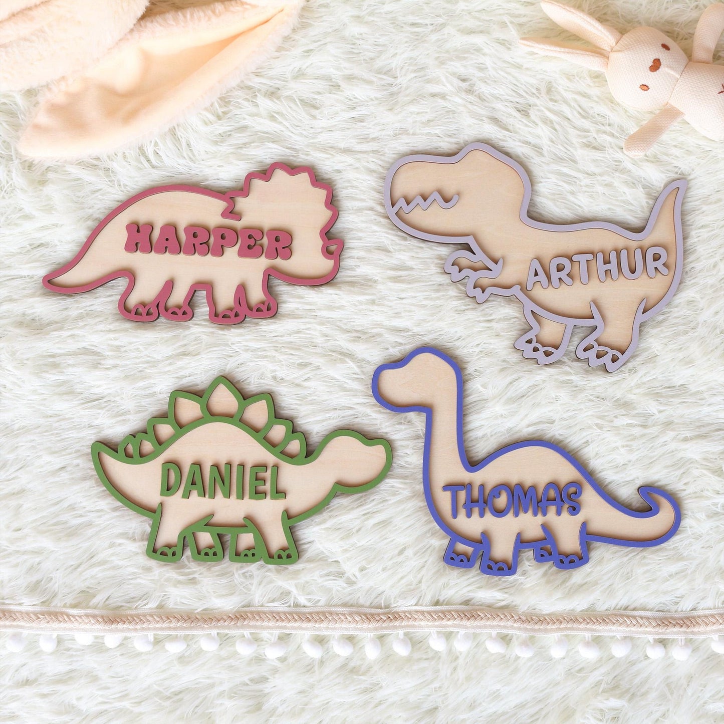 Dinosaur Door Sign - Personalised Wooden Letters - Baby Boy Name Sign - Boy Nursery Decor - Dinosaur Wood Sign Wall Art - Baby Shower Gift