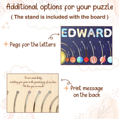 Solar System Name Puzzle: Montessori Space Nursery Decor