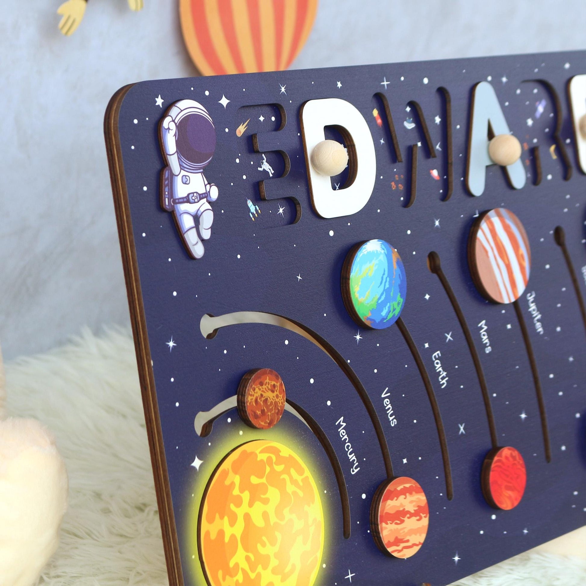 Solar System Name Puzzle: Montessori Space Nursery Decor