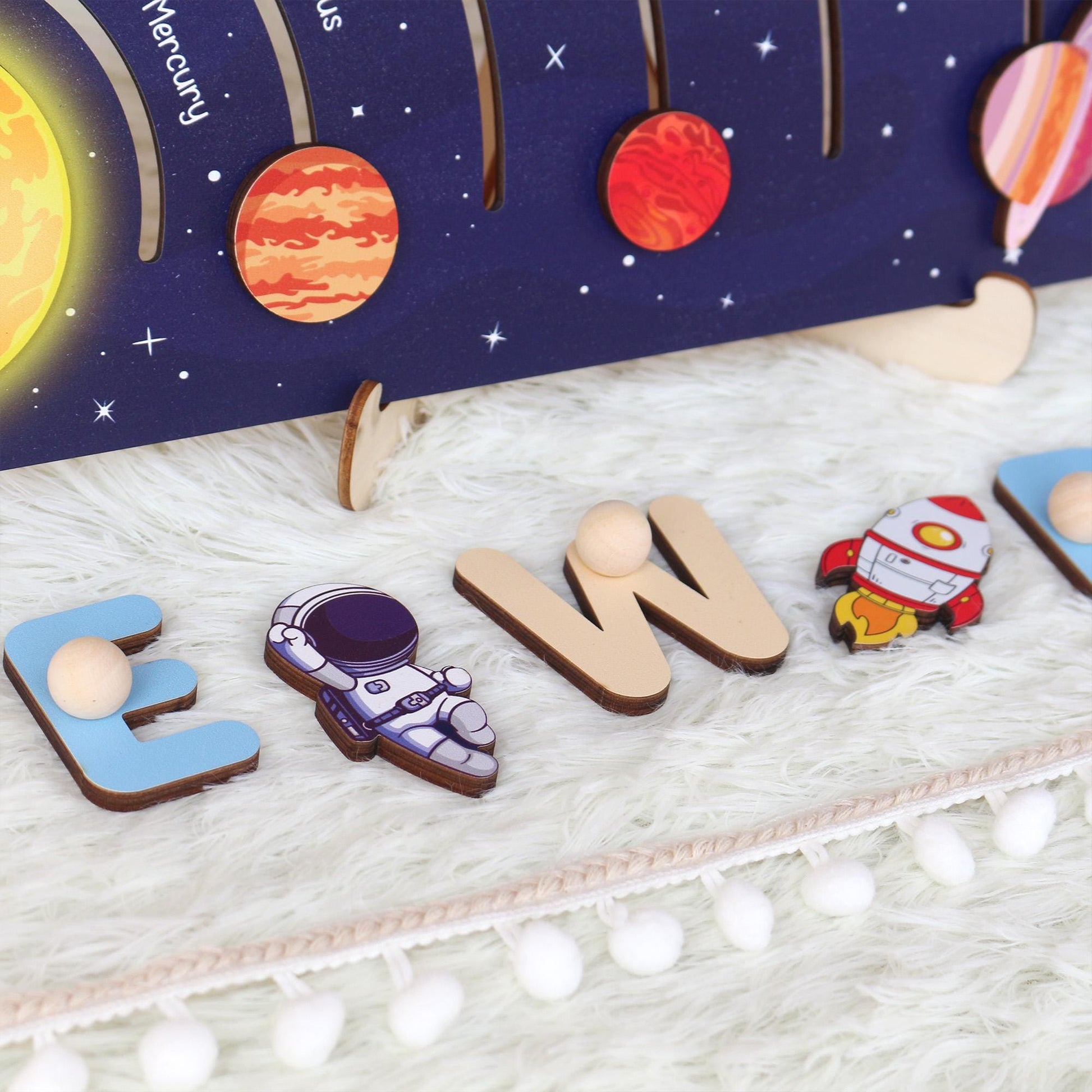 Solar System Name Puzzle: Montessori Space Nursery Decor