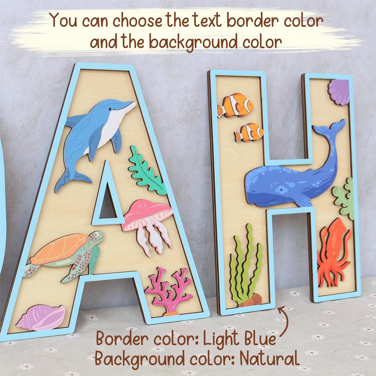 Personalized Ocean Name Sign: 3D Wooden Nursery Decor