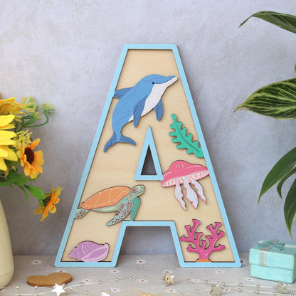 Personalized Ocean Name Sign: 3D Wooden Nursery Decor