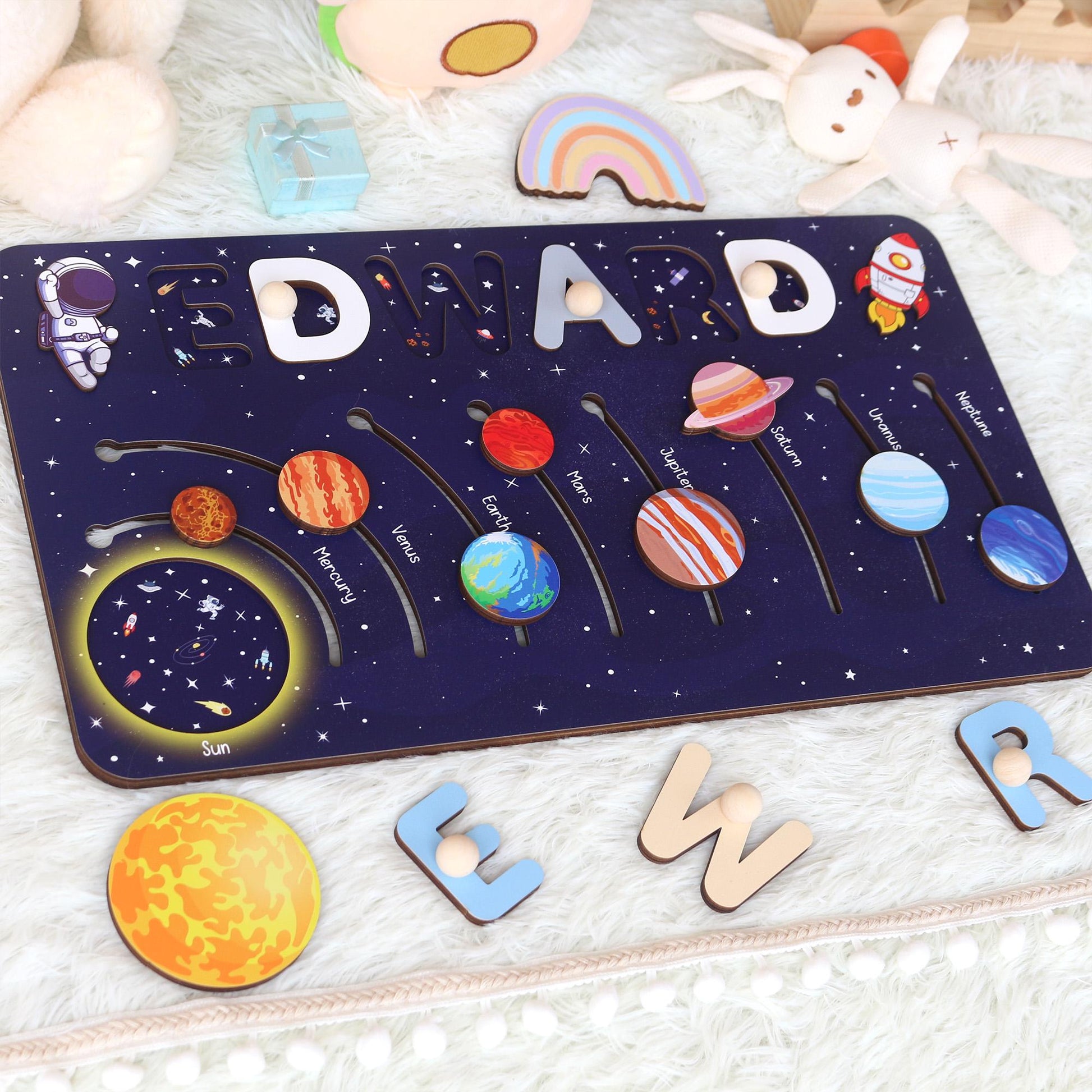 Solar System Name Puzzle: Montessori Space Nursery Decor